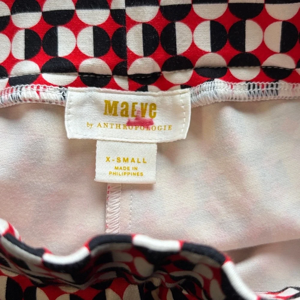 Anthropologie Maeve The Margot Kick Flare Pants Red Geometric Pull On Sz XS - Picture 11 of 15